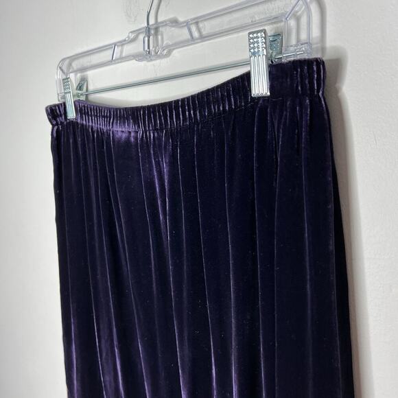 Eileen Fisher Skirt Womens Small Purple Velvet Maxi Silk Blend Elastic Waist - Picture 10 of 11